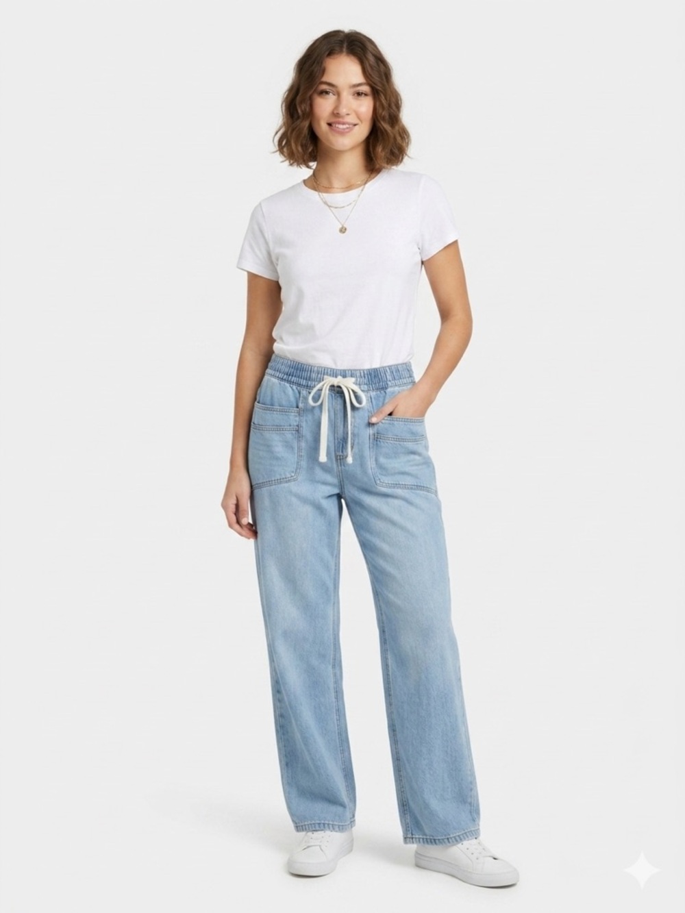 Kensie Jeans Light Wash Wide Leg Pull-On Denim Pants - Size Medium